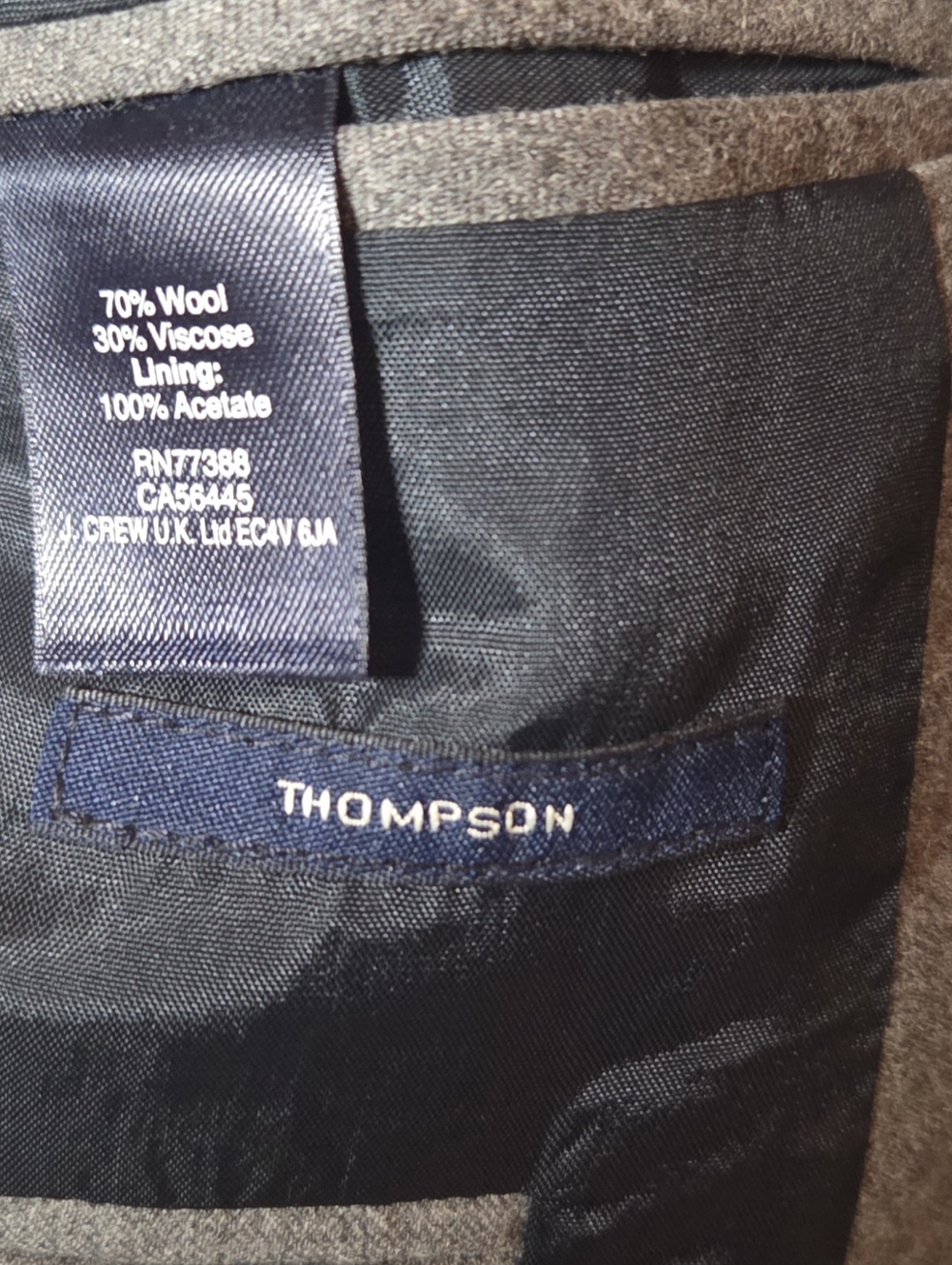 J. Crew Thompson Wool Heathered Light Gray 2 Button Blazer Sport Coat Size 44R - Picture 6 of 6
